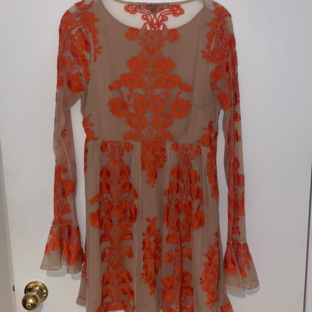 Small Long-sleeve Free People Orange Dress